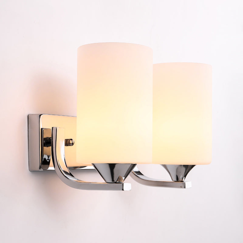 BowLift | Chromatic Cylindrical Wall Lamp Modernist 2 Heads Milk Glass Wall Mount Lighting