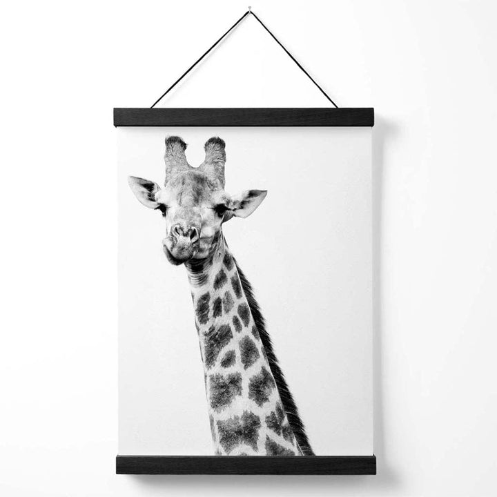 Cheeky Giraffe Animal Black-White Photo Poster with Hanger | Bowlift