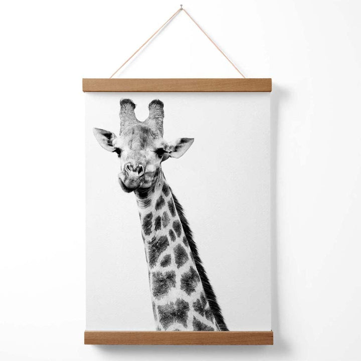 Cheeky Giraffe Animal Black-White Photo Poster with Hanger | Bowlift