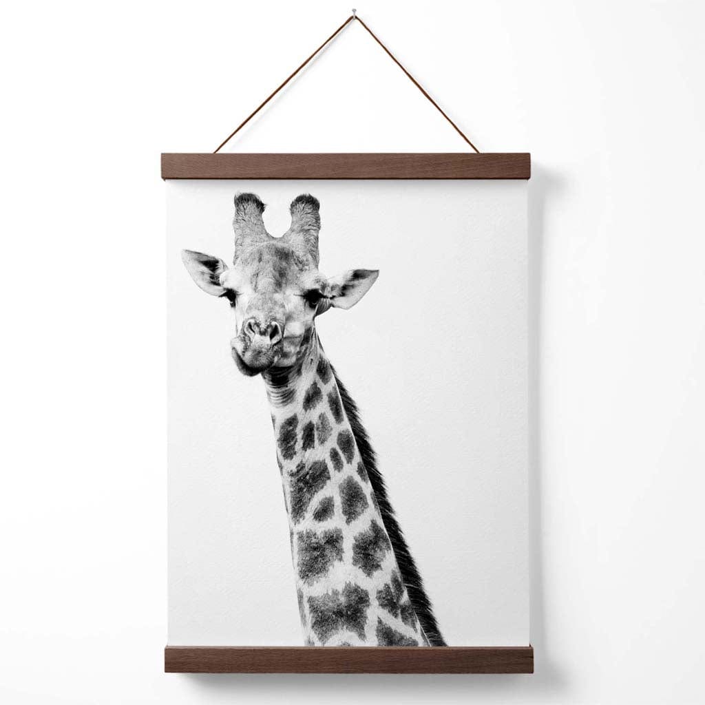 Cheeky Giraffe Animal Black-White Photo Poster with Hanger | Bowlift