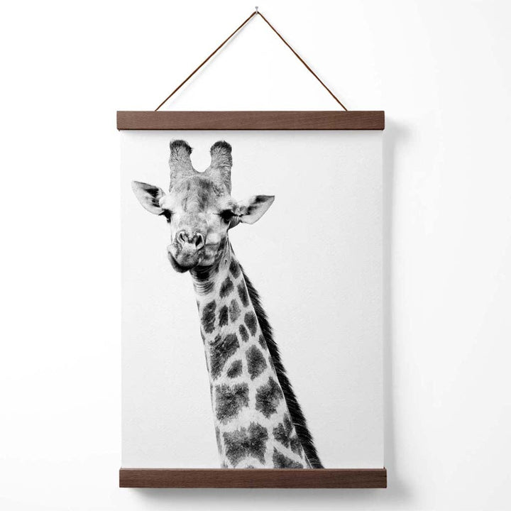 Cheeky Giraffe Animal Black-White Photo Poster with Hanger | Bowlift