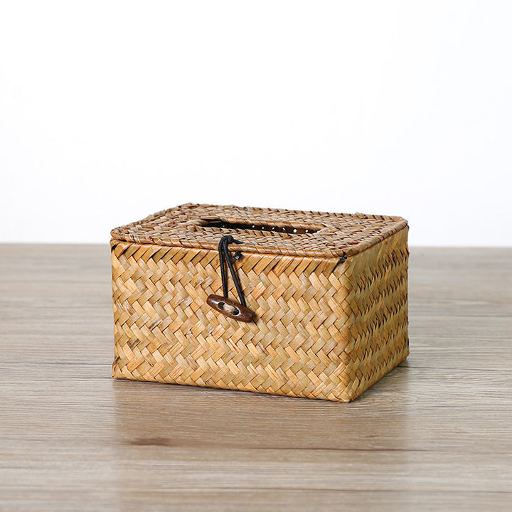 Handwoven Wicker Tissue Box Holder Bowlift