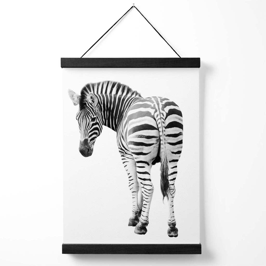 Cheeky Zebra Animal Black-White Photo Poster with Hanger | Bowlift