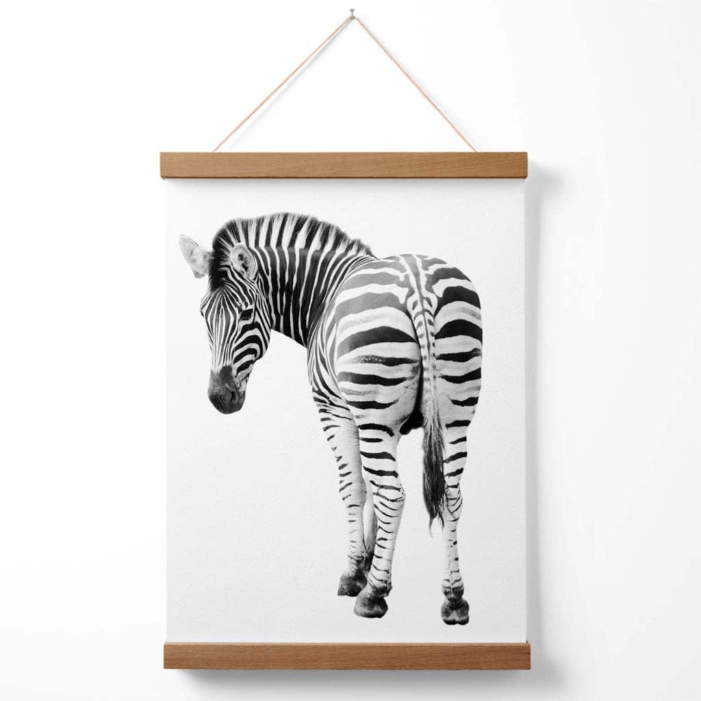 Cheeky Zebra Animal Black-White Photo Poster with Hanger | Bowlift