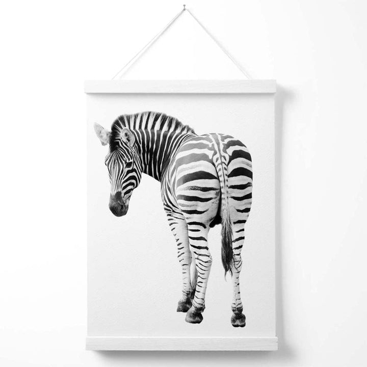 Cheeky Zebra Animal Black-White Photo Poster with Hanger | Bowlift