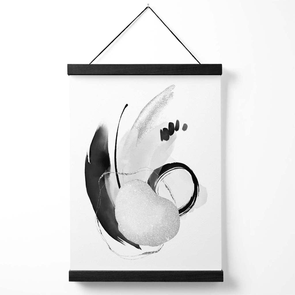 Abstract Black and White Watercolor Shapes Poster with Hanger | Bowlift