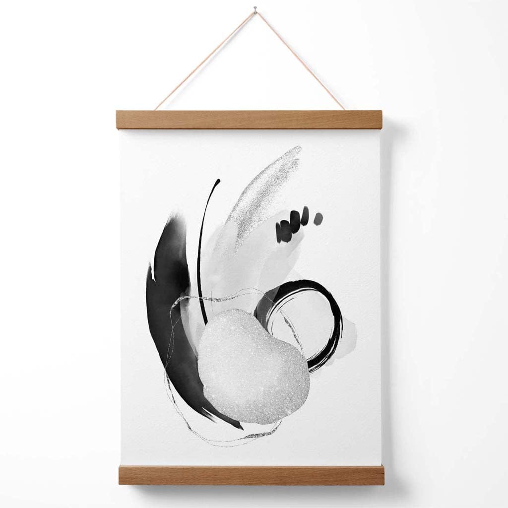 Abstract Black and White Watercolor Shapes Poster with Hanger | Bowlift