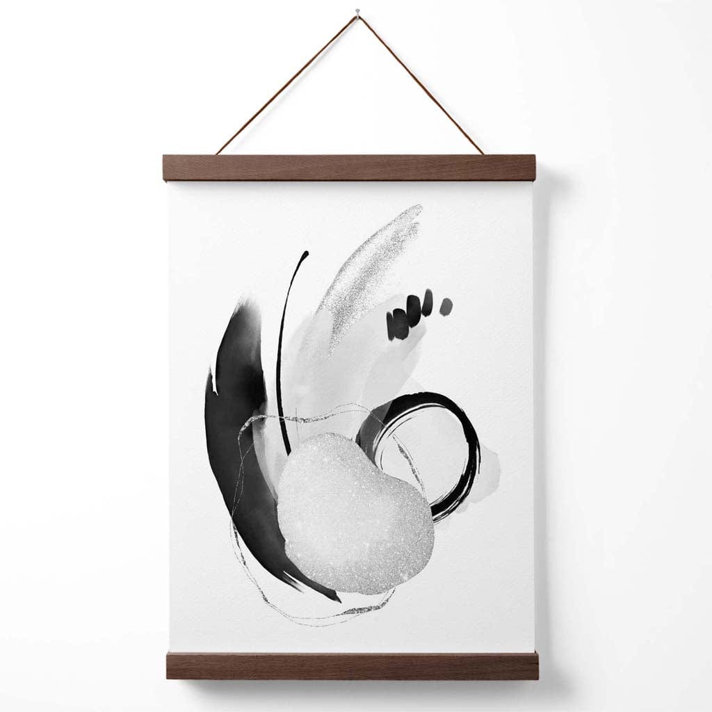 Abstract Black and White Watercolor Shapes Poster with Hanger | Bowlift