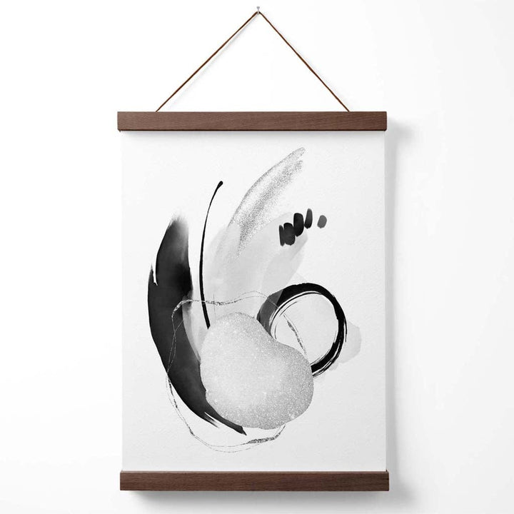 Abstract Black and White Watercolor Shapes Poster with Hanger | Bowlift