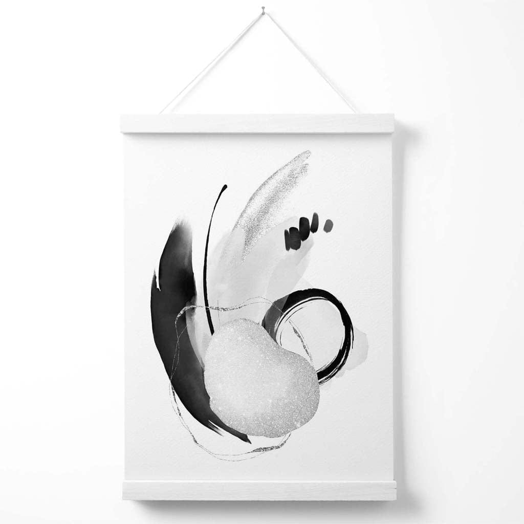 Abstract Black and White Watercolor Shapes Poster with Hanger | Bowlift