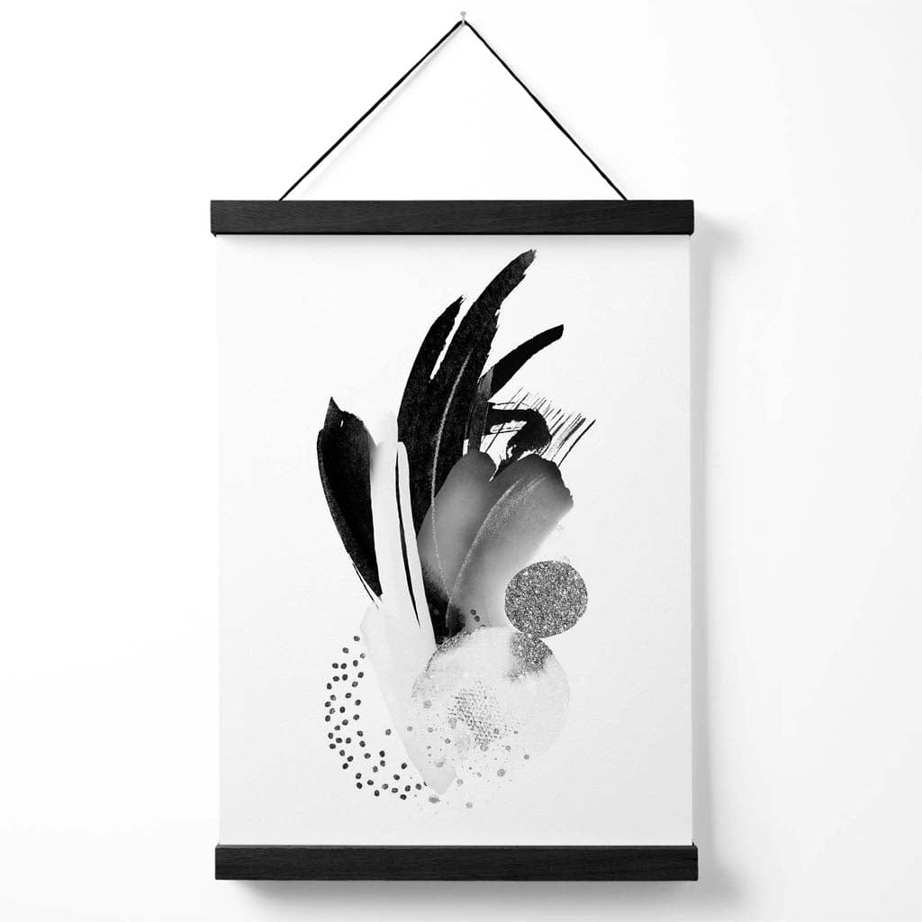 Black and white abstract watercolor shapes poster with hanger | Bowlift