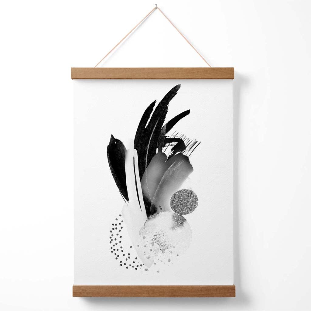 Black and white abstract watercolor shapes poster with hanger | Bowlift