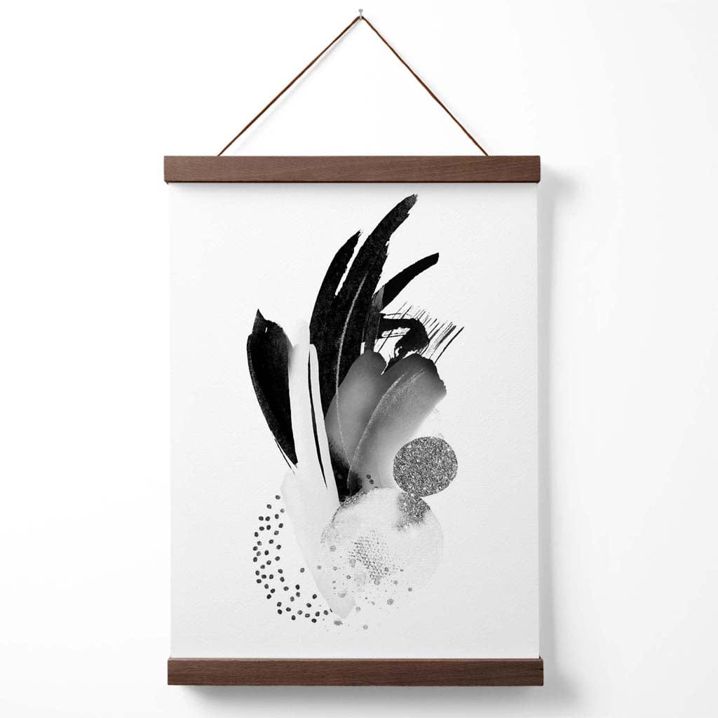 Black and white abstract watercolor shapes poster with hanger | Bowlift