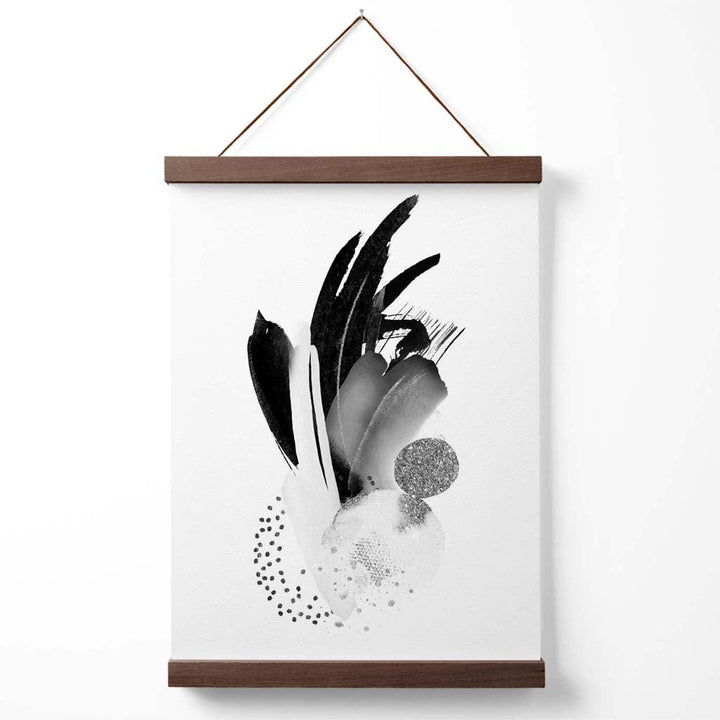 Black and white abstract watercolor shapes poster with hanger | Bowlift