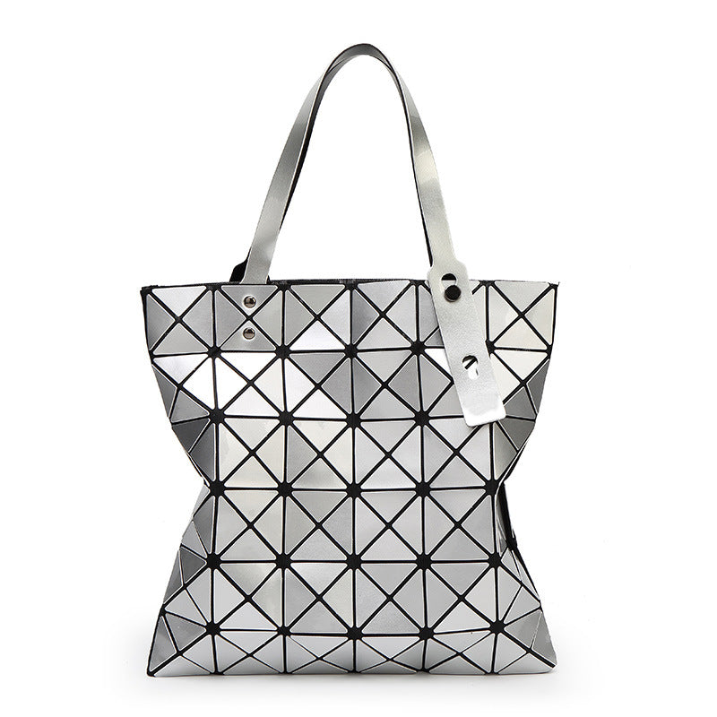 Geometric Patterned Tote Bag with Unique Reflective Design