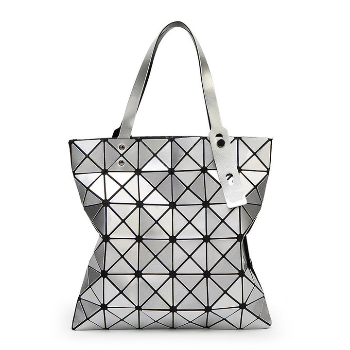 Geometric Patterned Tote Bag with Unique Reflective Design