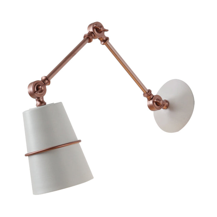 BowLift | Metallic Conical Wall Light Modernist 1 Head Wall Mounted Lamp in White/Black with Adjustable Arm