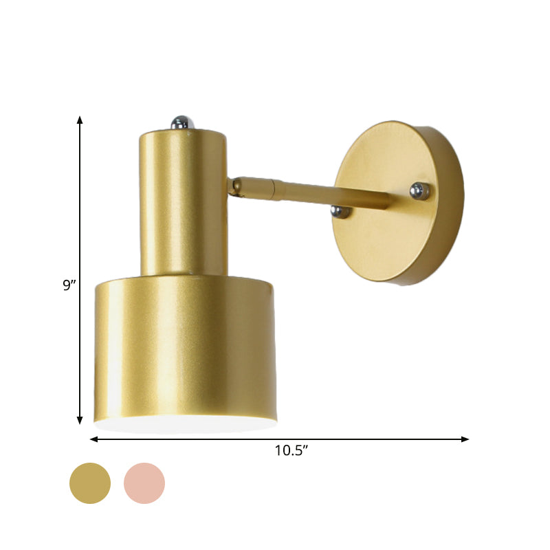 BowLift | Simplicity 1-Bulb Wall Lighting Gold/Rose Gold Cylinder Wall Light with Metal Shade for the Bedroom