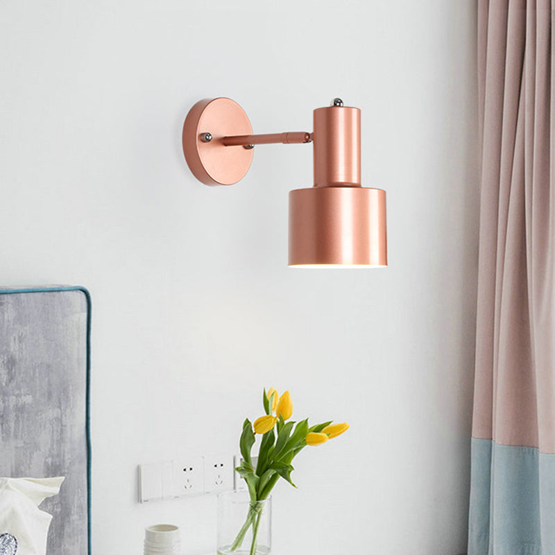 BowLift | Simplicity 1-Bulb Wall Lighting Gold/Rose Gold Cylinder Wall Light with Metal Shade for the Bedroom