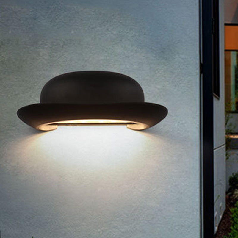 BowLift | LED Bedroom Wall Light Modernism Black Wall Lighting with Hat Metal Shade in Warm/Natural Light