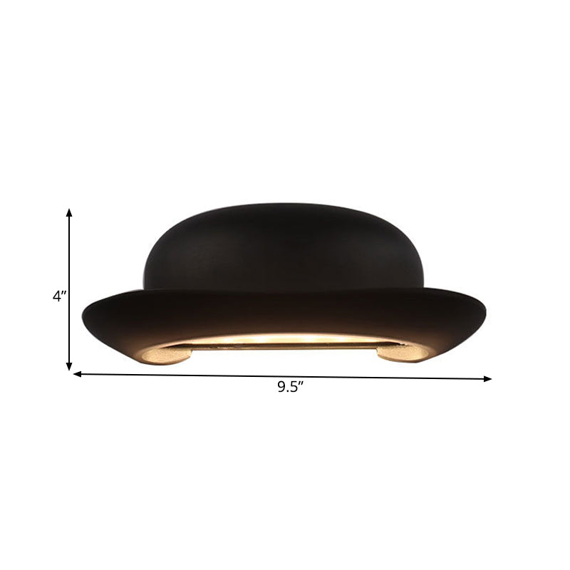 BowLift | LED Bedroom Wall Light Modernism Black Wall Lighting with Hat Metal Shade in Warm/Natural Light