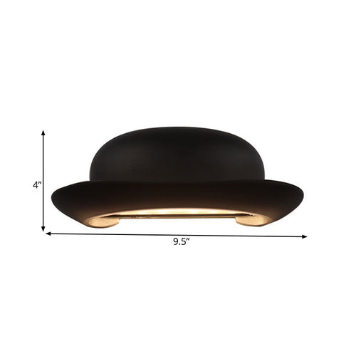 BowLift | LED Bedroom Wall Light Modernism Black Wall Lighting with Hat Metal Shade in Warm/Natural Light