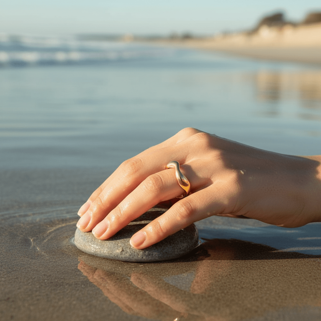 BowLift | Adjustable Silver Ring with Ocean Design