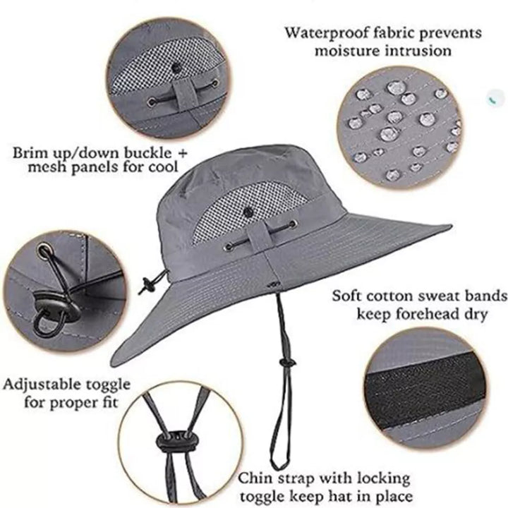 BowLift | Wide Brim Solar Fan Outdoor Bucket Hat Solar & USB Charging