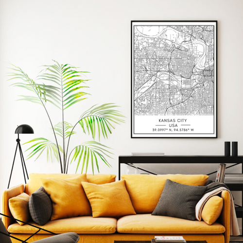 Kansas City Map - Canvas Wall Art Painting | Bowlift