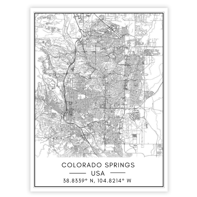 Colorado Springs City Map - Canvas Wall Art Painting | Bowlift