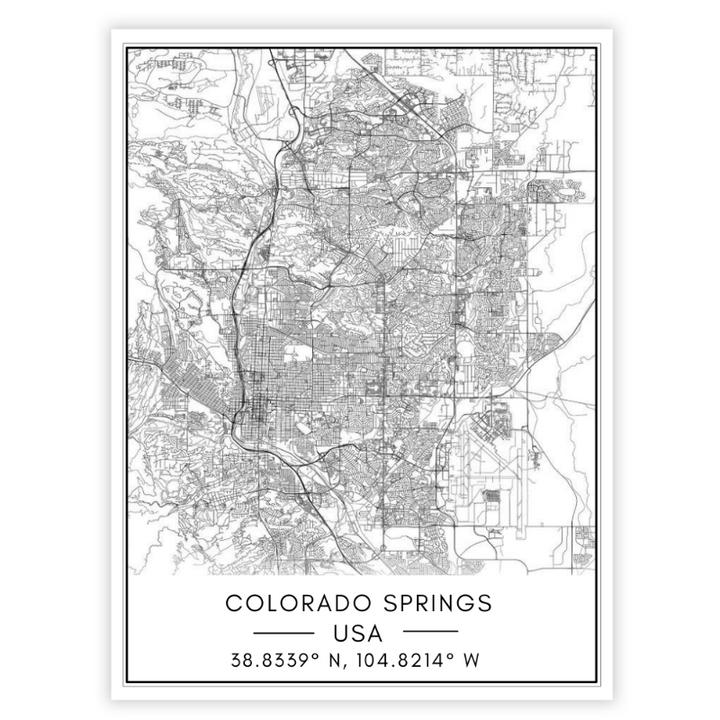 Colorado Springs City Map - Canvas Wall Art Painting | Bowlift