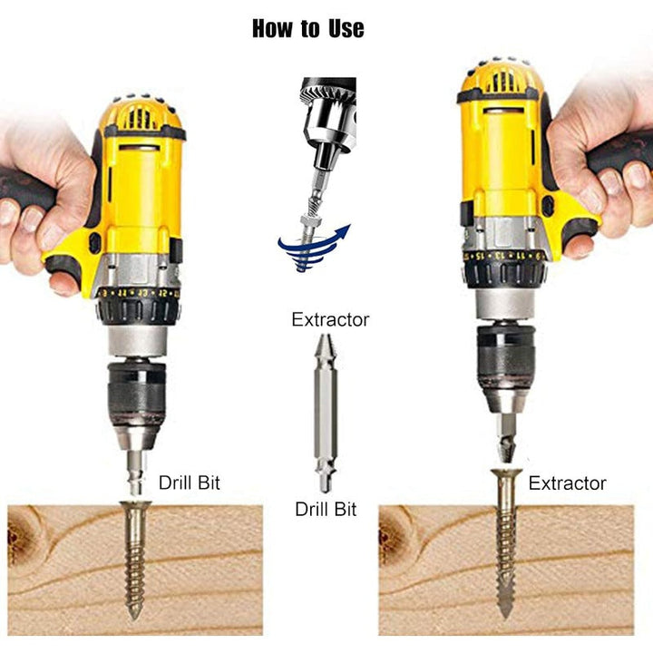 Universal Screw Extractor Set with Dual-Ended Bits Bowlift