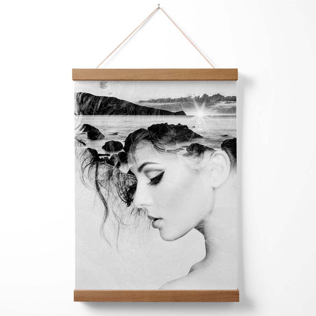 Abstract Girls and Beach Fashion Black and White Photo Poster with Hanger | Bowlift