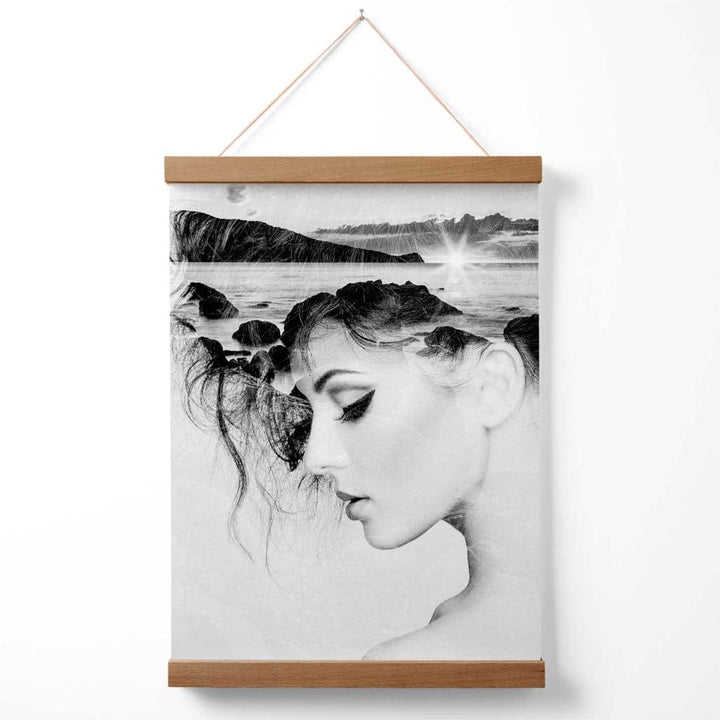 Abstract Girls and Beach Fashion Black and White Photo Poster with Hanger | Bowlift