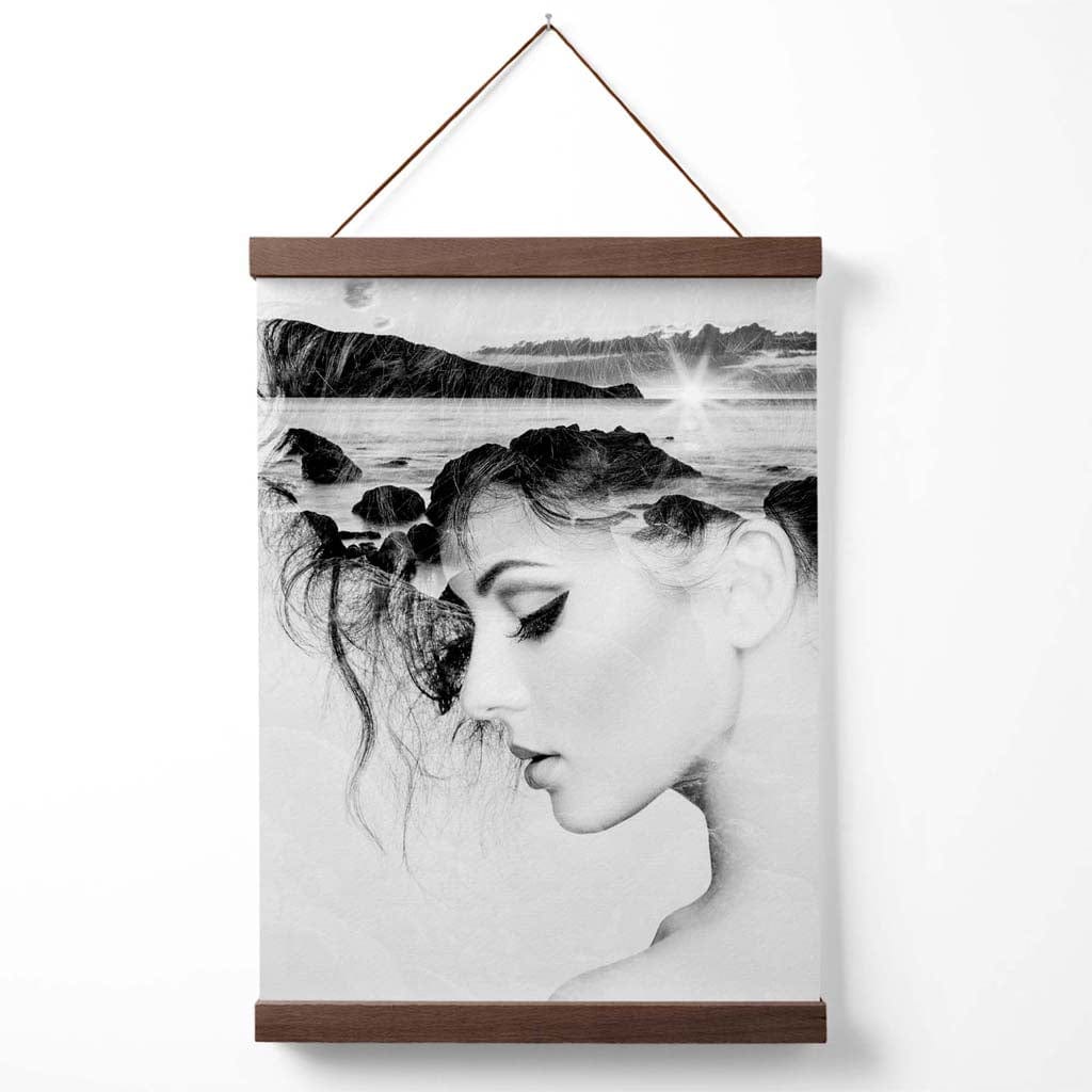 Abstract Girls and Beach Fashion Black and White Photo Poster with Hanger | Bowlift