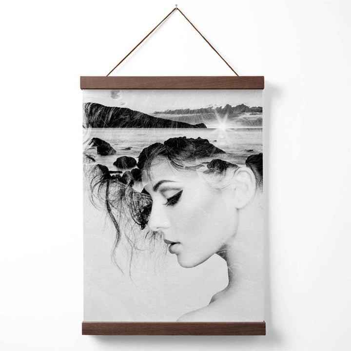 Abstract Girls and Beach Fashion Black and White Photo Poster with Hanger | Bowlift