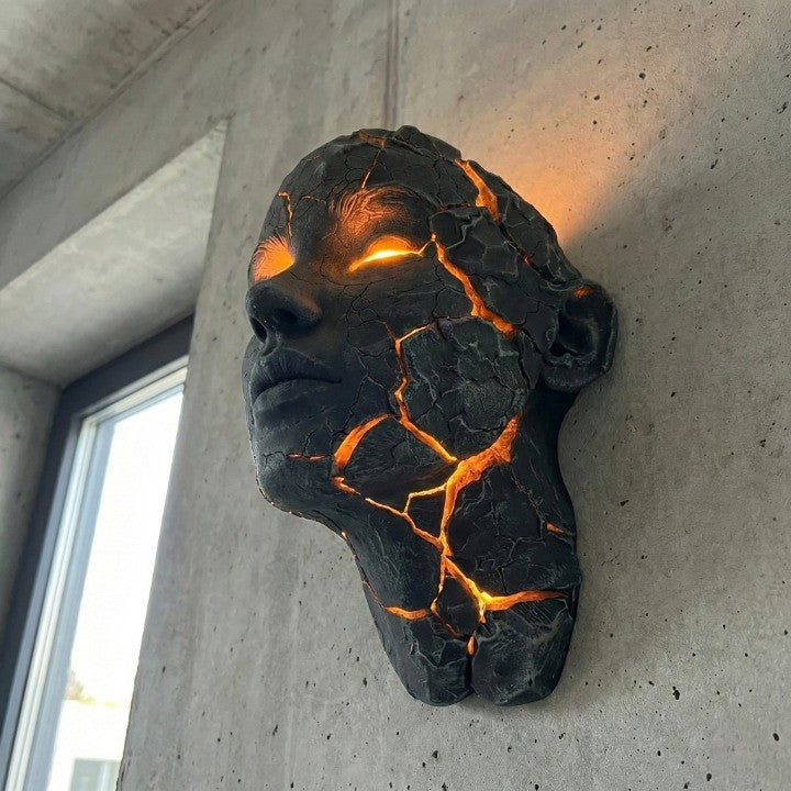 Volcanic Face Lava Crack Wall Art Lamp | Bowlift