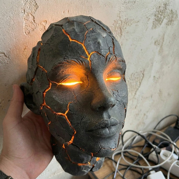 Volcanic Face Lava Crack Wall Art Lamp | Bowlift