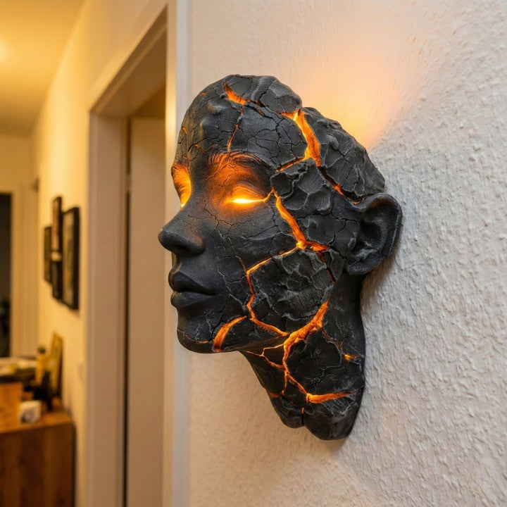 Volcanic Face Lava Crack Wall Art Lamp | Bowlift