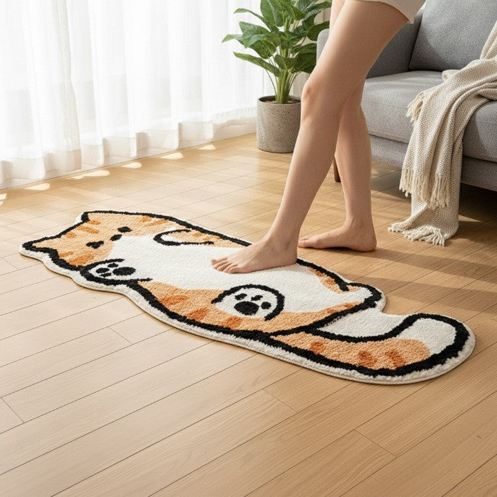 Playful Cat Area Irregular Rug | Bowlift