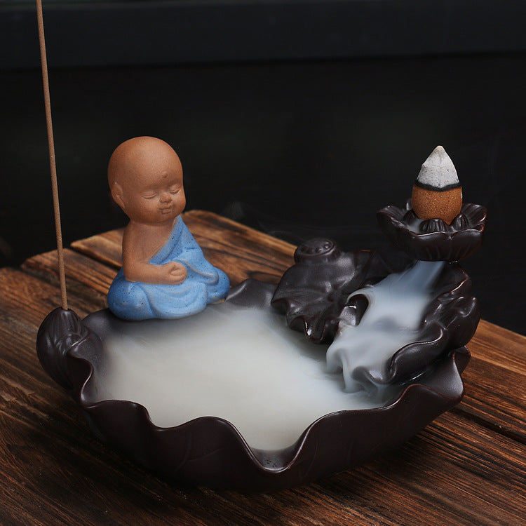 Lotus-inspired ceramic incense holder