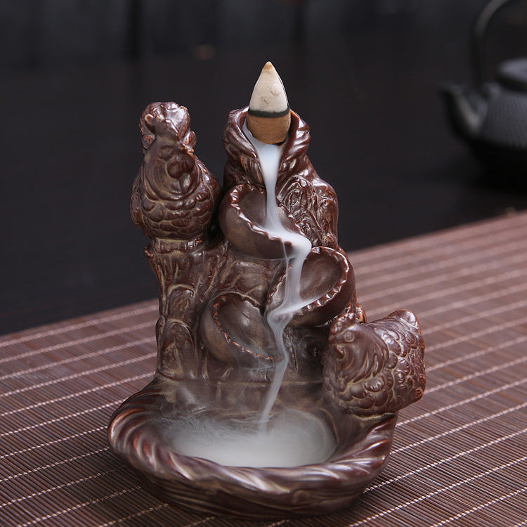 Lotus-inspired ceramic incense holder
