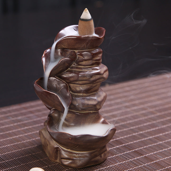 Lotus-inspired ceramic incense holder