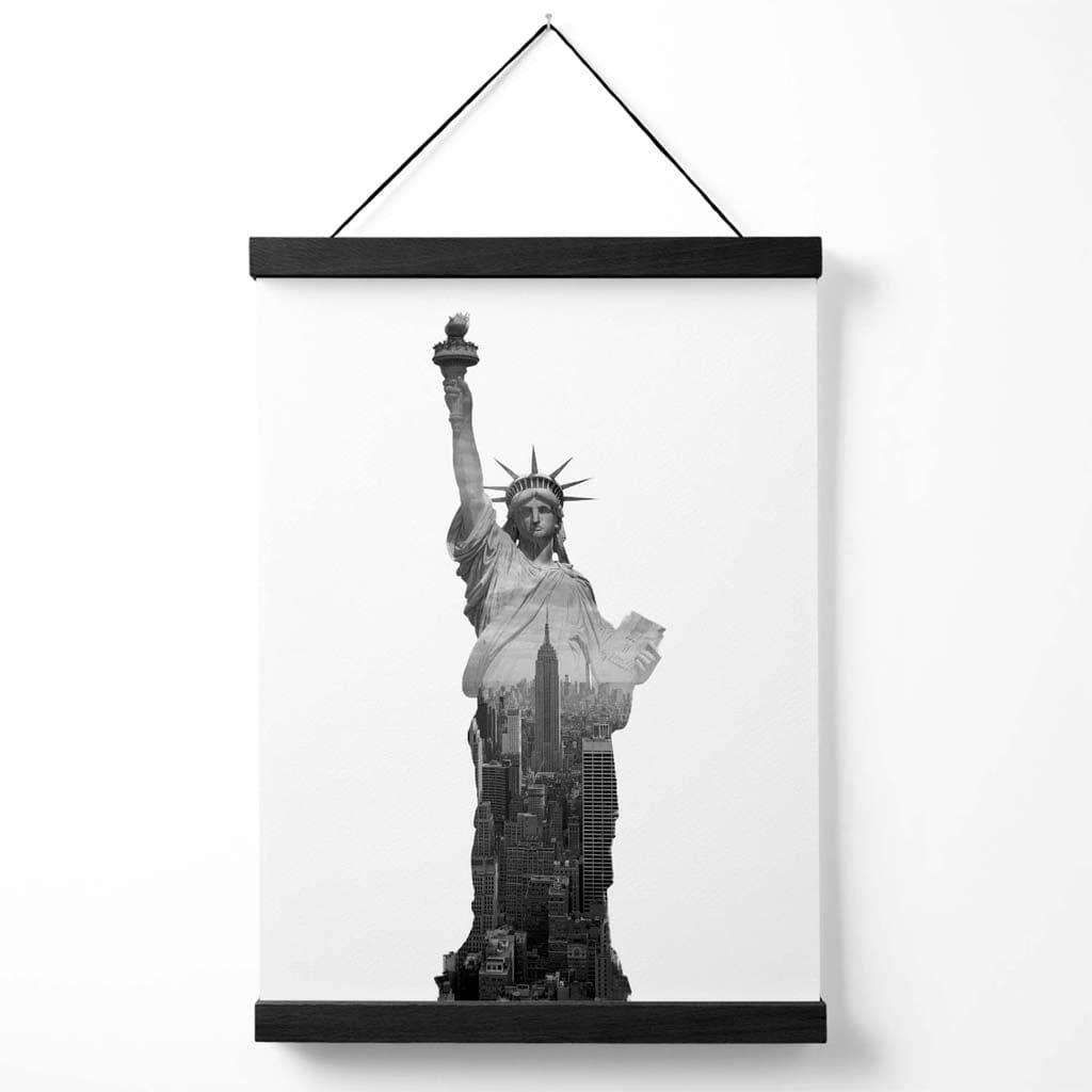 Abstract Liberty Statue New York Black and White Photo Poster with Hanger | Bowlift