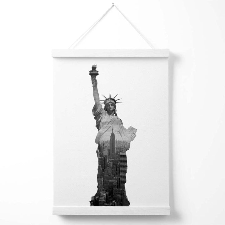 Abstract Liberty Statue New York Black and White Photo Poster with Hanger | Bowlift