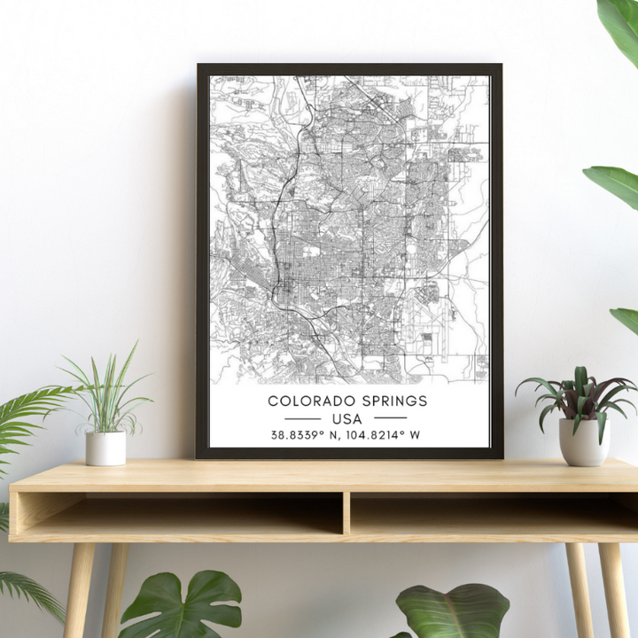 Colorado Springs City Map - Canvas Wall Art Painting | Bowlift