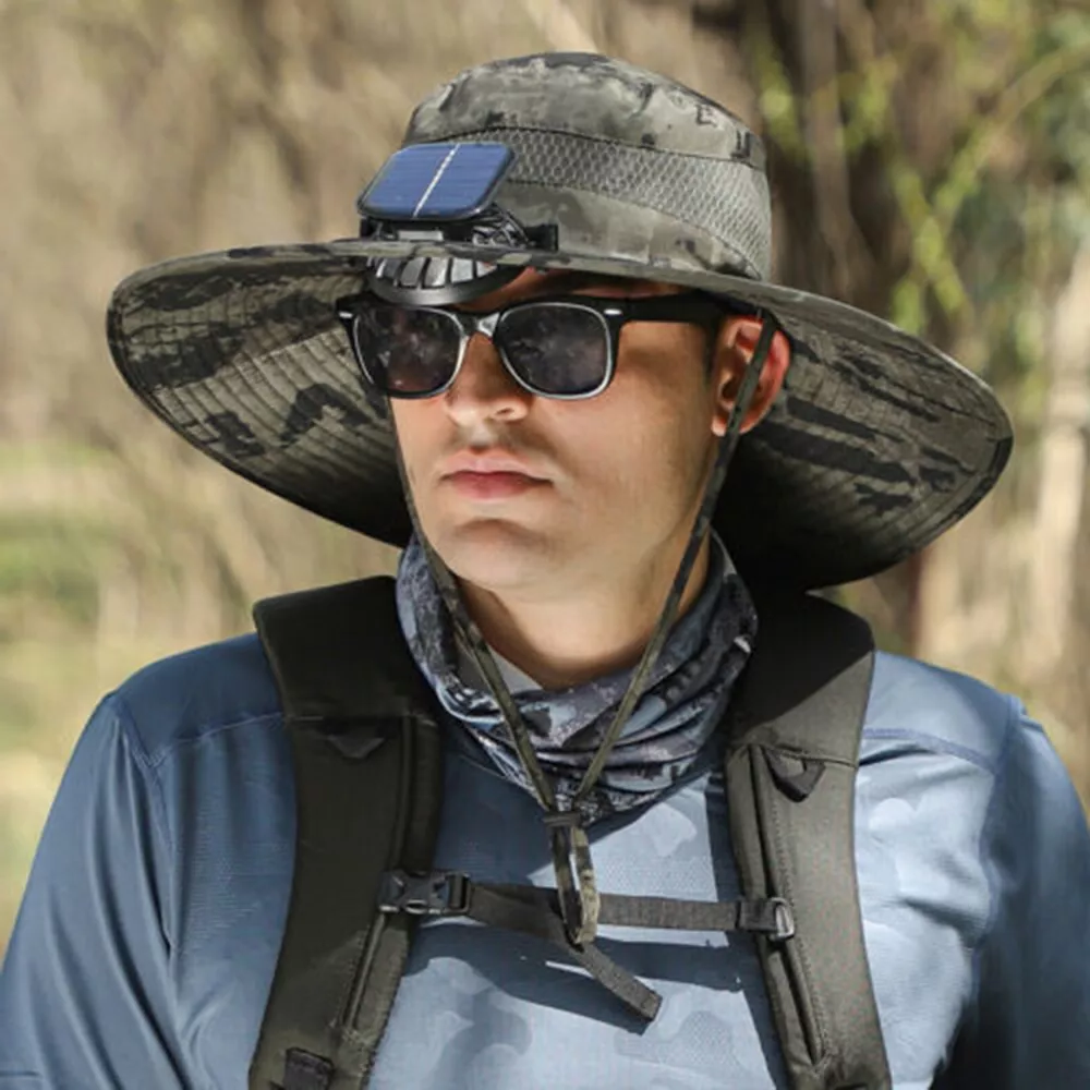 Wide Brim Solar Fan Outdoor Bucket Hat Solar & USB Charging | Bowlift