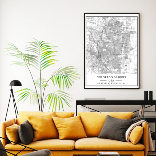 Colorado Springs City Map - Canvas Wall Art Painting | Bowlift