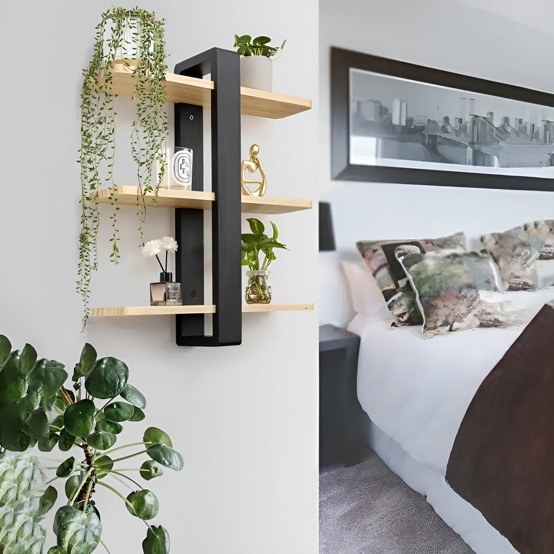 BowLift | NordWood Wall Shelf | Solid Pine | 3 Levels | Space-saving & Decorative | Natural Wood