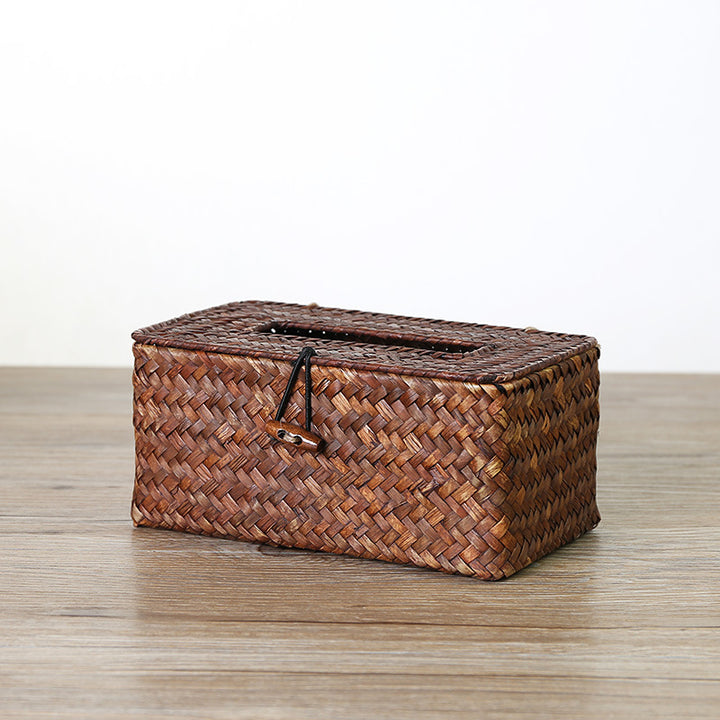 Handcrafted Natural Wicker Tissue Box Holder Bowlift